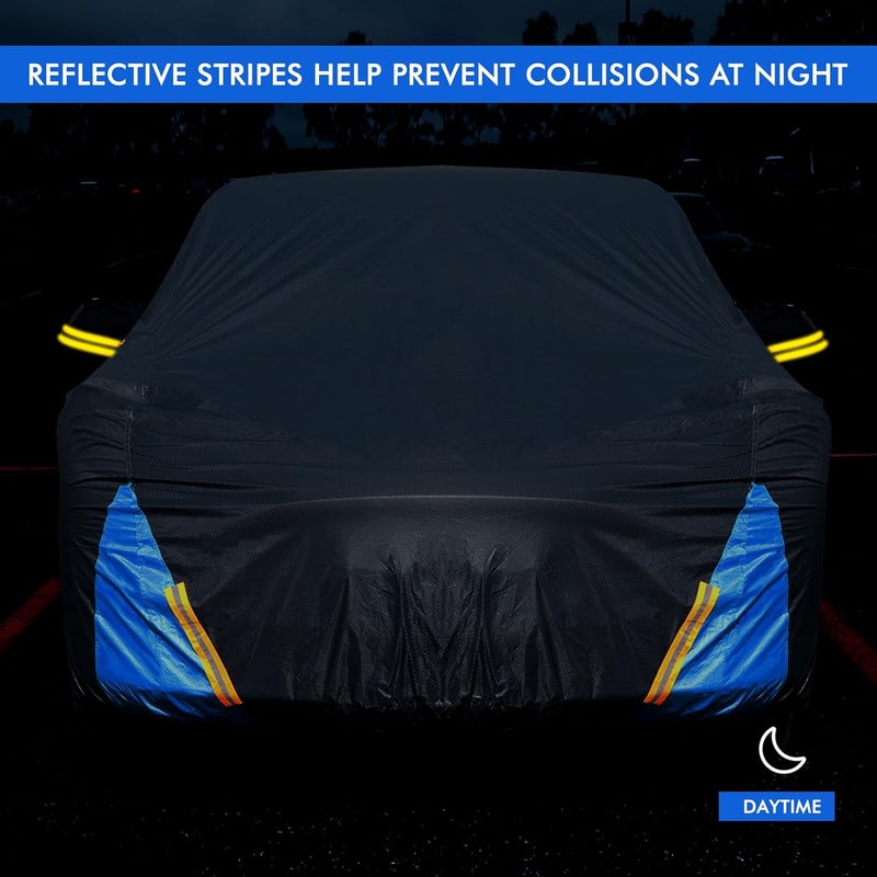 DINGHAO Car Cover Waterproof All Weather, 6 Layers Outdoor Full Exterior Cover Rain Sun UV Snowproof Protection with Zipper Cotton, Mirror Pocket for Honda Odyssey - Image 4